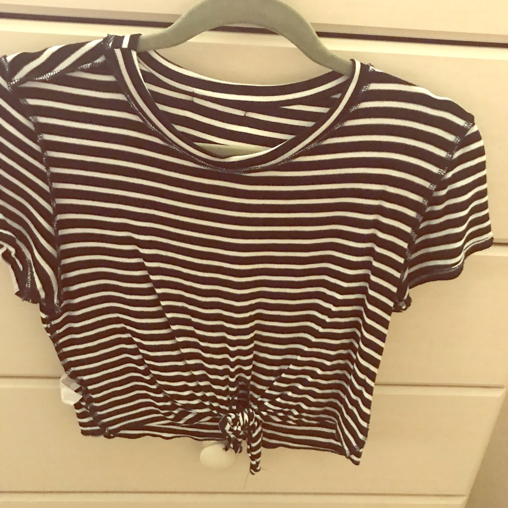 Black and white striped crop top